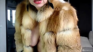 VENUS IN FURS, or hot MILF whore AimeeParadise in a fur coat on a naked body &_ with a cigarette! ))