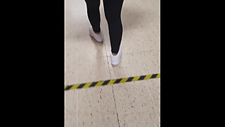Step mom in leggings fucked into coffee shop by step son