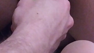 Hubby playing with wife's meaty pussy
