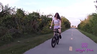 Skyla Pink skinny milf sexy bike ride ass eating my shorts