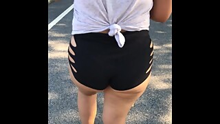 A day out with wife in booty shorts
