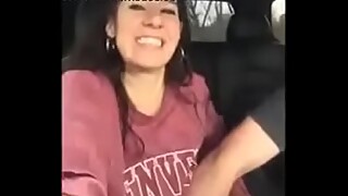 Husband helps wife masturbate in the car