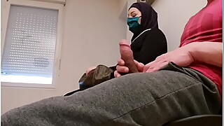 Pervert doctor puts a hidden camera in his waiting room, this muslim slut will be caught red-handed with empty French ball