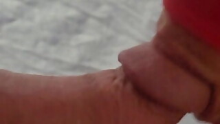 Close up amateur wife blow job cum shot spit bdsm red mask