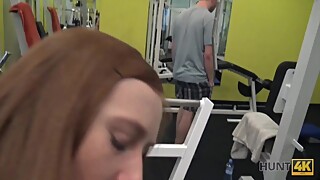 HUNT4K. Long-haired ginger with cute face sells tiny pussy for money