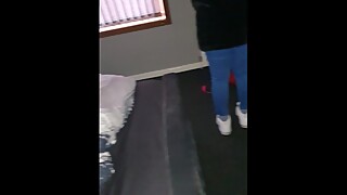 Step mom gets jeans ripped by step son and fuck near daughter