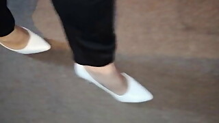 Secretly wearing my wife's heels she had on last night